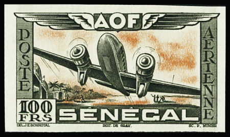 POSTE AERIENNE N°30 100f essai non dentelé gris-noir