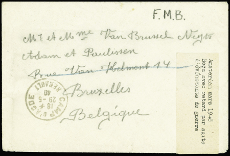 Lettre en franchise d'un militaire belge replié av