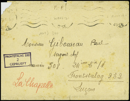 Lettre en franchise pour le frontstalag 232 de Luç