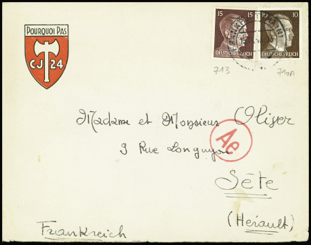 Allemagne n°710A + 713 obl Frankfurt (1943) sur éc