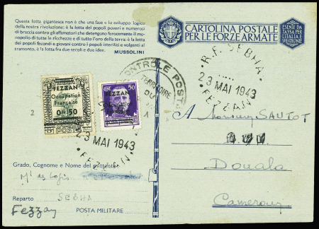 Fezzan n°1+2 obl Sebha Fezzan (23 mai 1943) sur CP