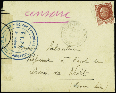 N°517 obl Surgères Charente Maritime (20.9.44) sur