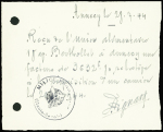 Annecy 28.7.44 : reçu manuscrit pour un camion ave