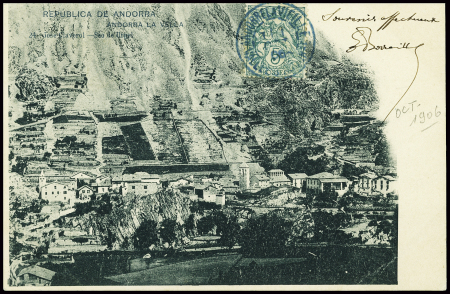 France n°111 obl CAD télégraphique bleu "Andorre l