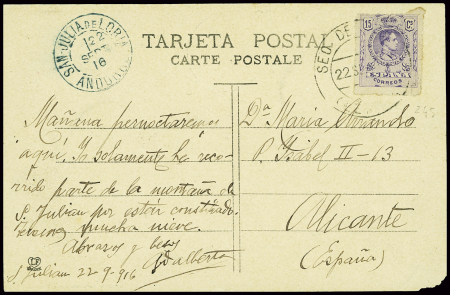 Espagne n°245 obl Seo de Urgel (1916) sur CO Labou