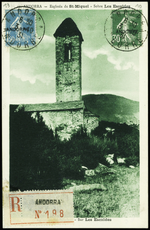 N°10 + 13 obl CAD "Andorra Andorre" (1931) sur CP 