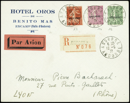N°12 + 16 + 17 obl CAD "Andorra Andorre" (1931) su