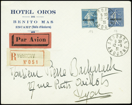 N°13+18  obl CAD "Andorra Andorre" (1931) sur lett