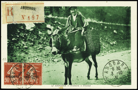 N°12 en paire obl CAD "Andorra Andorre" (1931) sur