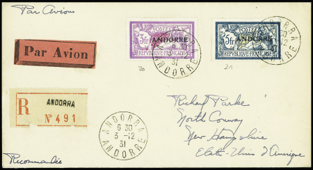 N°20 + 21, 3F et 5F Merson obl CAD "Andorra Andorr