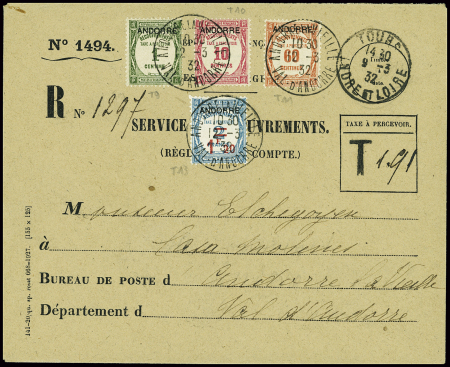 Env. des recouvrements n°1494 avec Andorre taxe n°