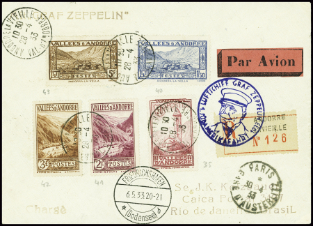 N°35 + 40 à 43 obl Andorre la Vieille" (1933) sur 