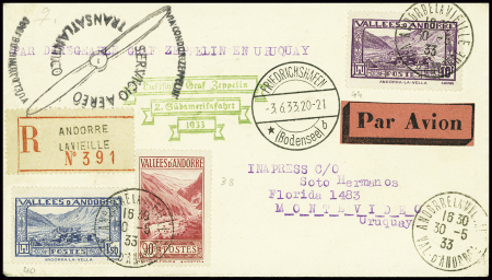 N°38 + 40 + 44 obl Andorre  la Vieille (10.5.33) s