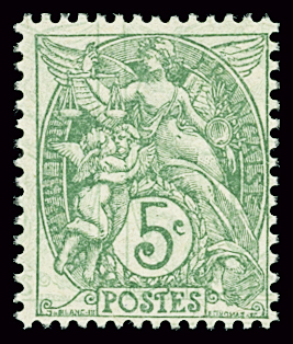 N°111 5c Blanc impression double, neufs **, TB. Si