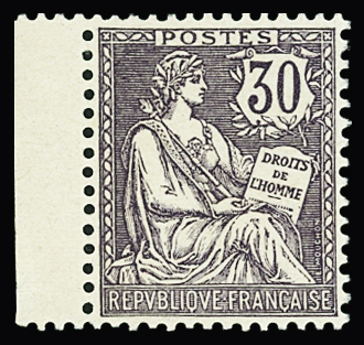 N°128 violet-noir, bdf, TB centré, nsg, TB