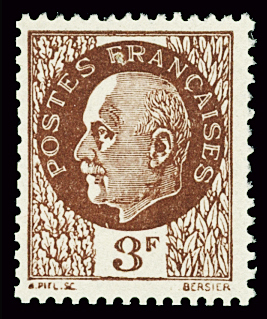 N°525B 3f brun non émis, neuf **, TB. Signé Calves