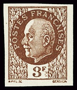 N°525B 3f brun non émis  non dentelé, neuf **, TB.