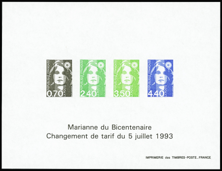 N°2820 à 2824 Marianne de Briat, bloc gommé collec