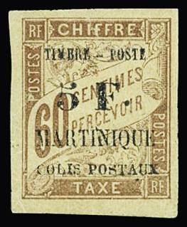 TAXE N°60 5f sur 60c brun, neuf *, TB