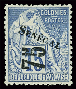N°6 75 sur 15c bleu, neuf *, TB