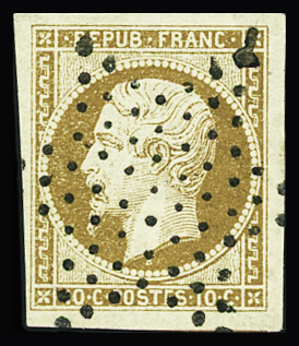 N°9a 10c bistrre-brun, oblitération étoile, bien margé,