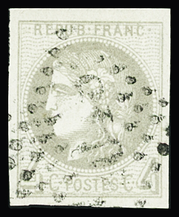 N°41B 4c gris report 2, oblitération GC, TTB