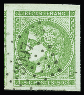 N°42B 5c vert-jaune, oblitération PC DU GC 3997 de