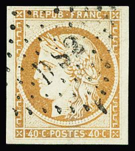 N°5 40c orange, oblitération DS2, belles marges, TTB.