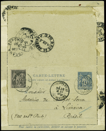 N°89 10c. noir sur lilas s. CLRP 15c. bleu, obl. P