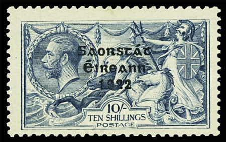 1922-23 Thom 3-line overprint in blue-black on 10/-