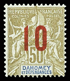N°40A 10 sur 50c bistre et bleu, neuf **, TB ( cote