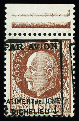 N°3 1f50 brun-rouge, variété surcharge à cheval, bdf,