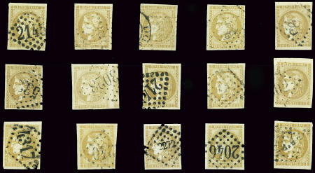 N°43A et 43B : 15 exemplaires (5 du n°B) avec nuances