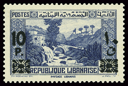 N°186e 10 pi. sur 12pi1/2 outremer (sur noire), variété