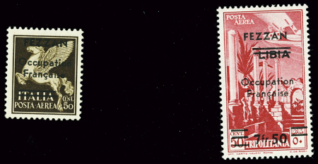 POSTE AERIENNE N°1 50 c. sepia + n°2 7 f. 50 c. rose