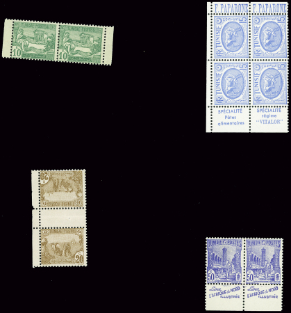 N°34a paire tête-bêche avec intervalle + n° 76c paire