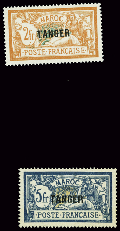 N°96 2f orange et vert-bleu + n°97 5f bleu et chamois,