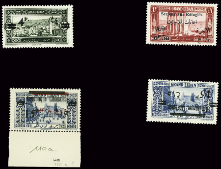 N°66a variété surcharge noire + n°83c variété double