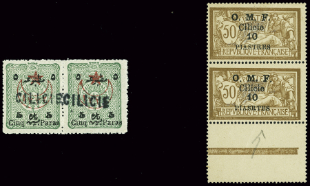 N°1d variété double surcharge tenant à normal + n°95a