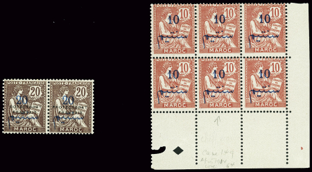 N°29aa variété chiffres écartés TaN dans un bloc de