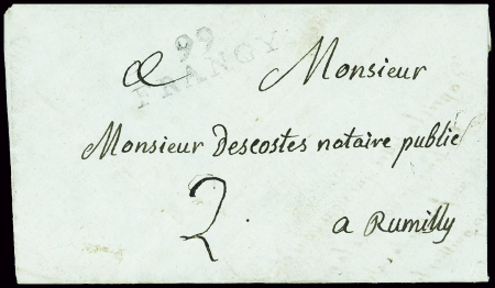 99 FRANGY sur lettre pour Rumilly, datée Chilly 1806,