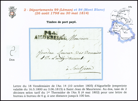 P84P AIGUEBELLE sur lettre pour St Jean de Maurienne