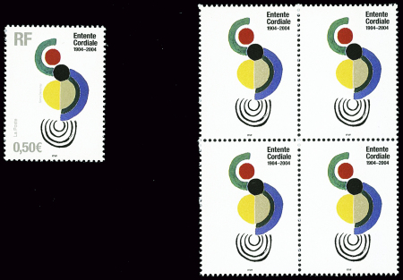 N°3657a 50c Entente cordiale, valeur faciale et "RF"