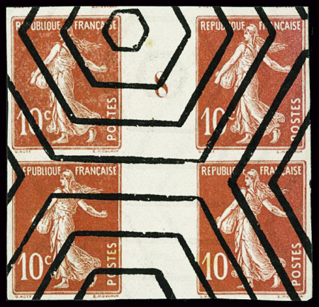 N°138 non dentelé en bloc de 4 inter panneau avec millésime