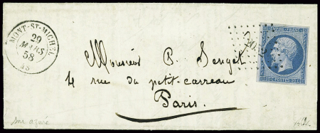 N°14Ac 20c bleu azuré obl. PC 2052 sur lettre avec