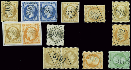 1853-1872, joli lot de 14 timbres avec belles oblitérations