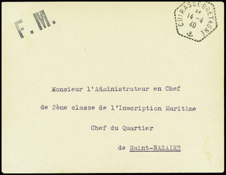 Lettre en franchise avec CAD "Cuirassé de Bretagne