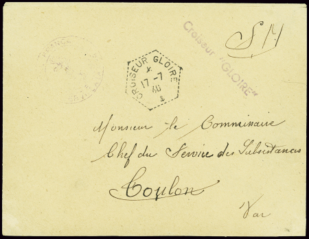 Lettre en franchise avec CAD hex "Croiseur Gloire"