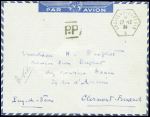 Lettre en franchise par avion avec CAD hex "Croise