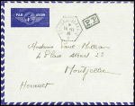 Lettre en franchise par avion avec CAD hex "Croise